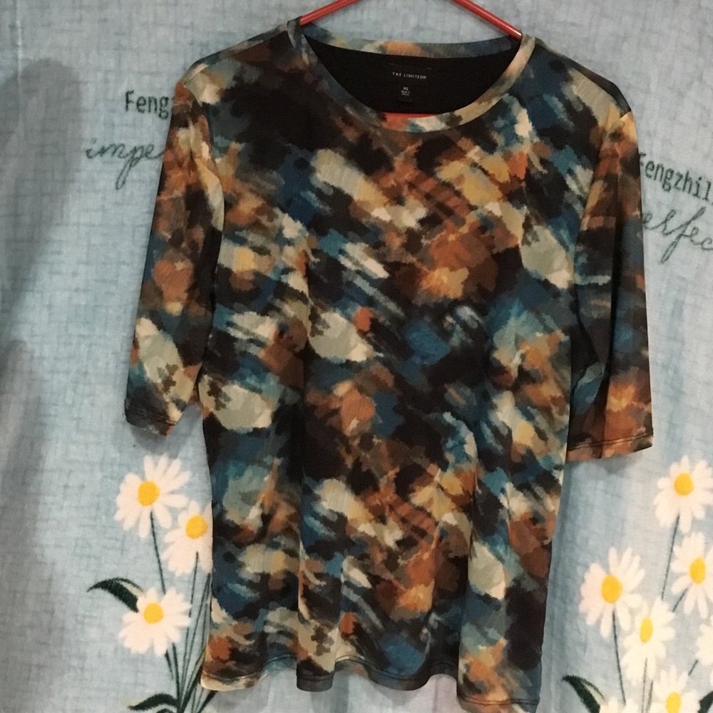 The Limited Blue Multi-Color Abstract Print Tee